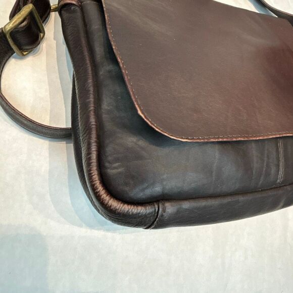 GH Bass Leather Purse Messenger Bag Brown Adjustable Shoulder Strap - Picture 13 of 14